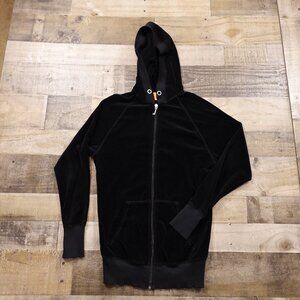 Juicy Couture velour full zip hoodie‎ women's small black Y2K